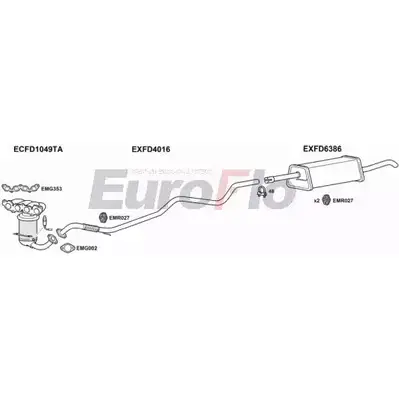 Система выпуска ОГ EUROFLO 4362111 16D SS89 KB1PVV FDFUS14 1001A изображение 0