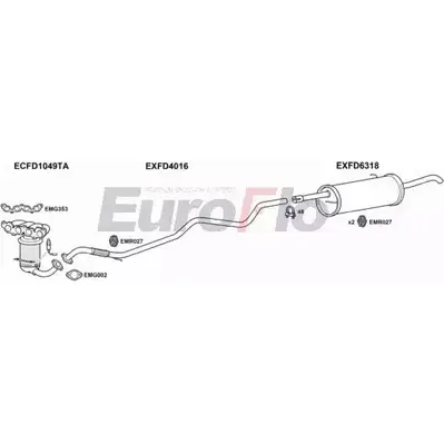 Система выпуска ОГ EUROFLO FDFUS14 1001B 4362112 YPT551 708 UG55 изображение 0