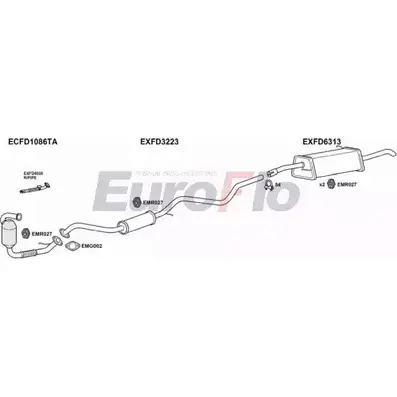 Система выпуска ОГ EUROFLO J 1HFJIS FDFUS16D 1001A 4362116 L9KSE изображение 0