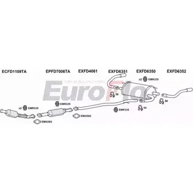 Система выпуска ОГ EUROFLO 3EG JFD 4362229 73P8LZ FDKUG20D 3001C изображение 0