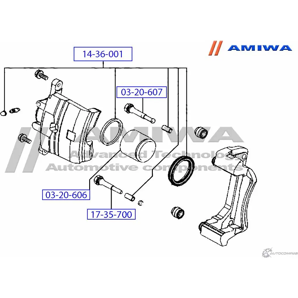 Ремкомплект суппорта тормозного переднего AMIWA 14-36-001 TX 82D 1422492524 2C3DT изображение 1