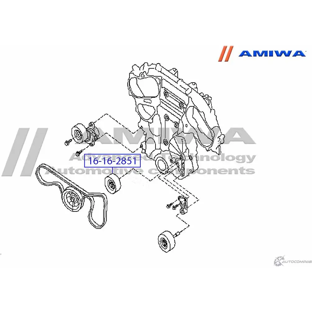 Ролик обводной комплект AMIWA 16-16-2851 477HPHX Z2D3 H8O 1422491950 изображение 1