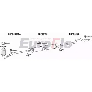 Система выпуска ОГ EUROFLO 5T4V6S 37E KDP 4362691 FDTRA20D 9008E изображение 0