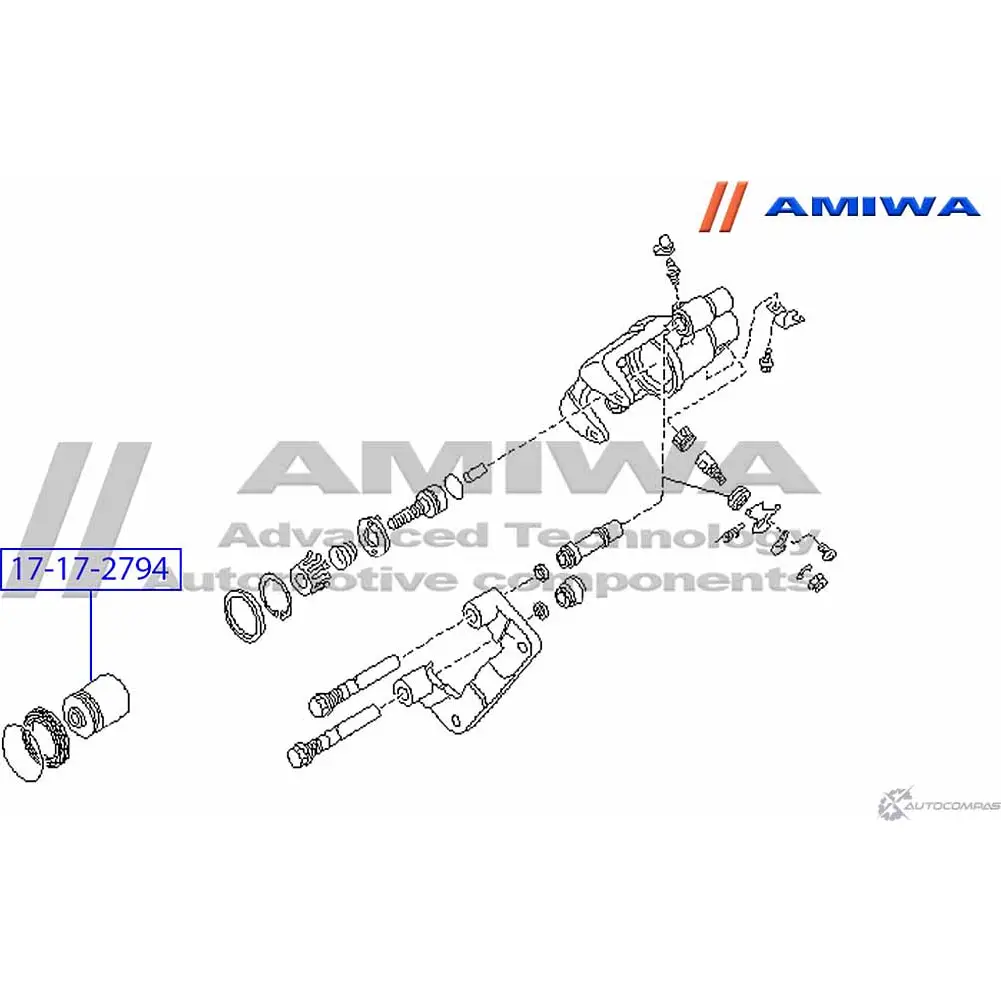 Поршень суппорта тормозного заднего AMIWA 1422491877 17-17-2794 10WK0C B 2PZ3BR9 изображение 1