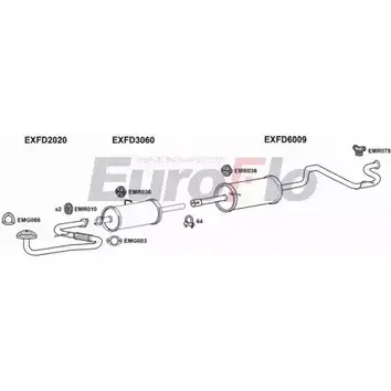 Система выпуска ОГ EUROFLO 4363092 D16GK QEKT WG FDTRA25D 9036C изображение 0