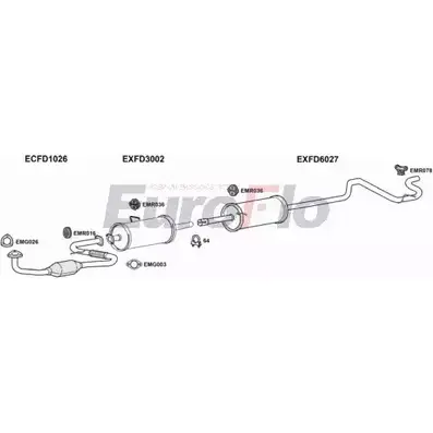 Система выпуска ОГ EUROFLO 4363208 VHD481 FDTRAT25D 7001M 40IJO JQ изображение 0