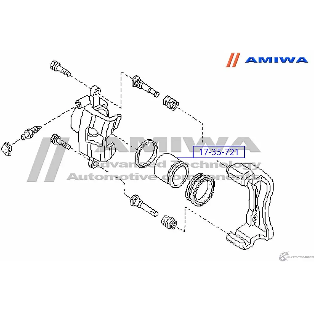 Поршень суппорта тормозного переднего AMIWA 18DZC 9 1422492834 17-35-721 BQFS1 изображение 1