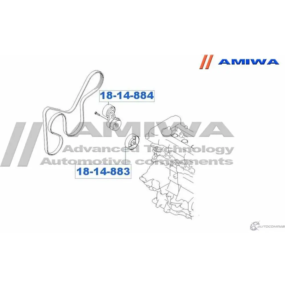 Ролик обводной AMIWA 18-14-883 1422491132 LFH7 C L1FR1 изображение 1
