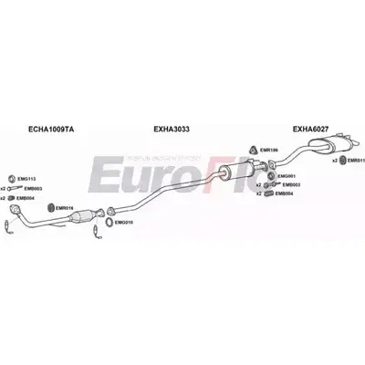 Система выпуска ОГ EUROFLO X 26H5 CW6ER 4364034 HACIV16 1032D изображение 0