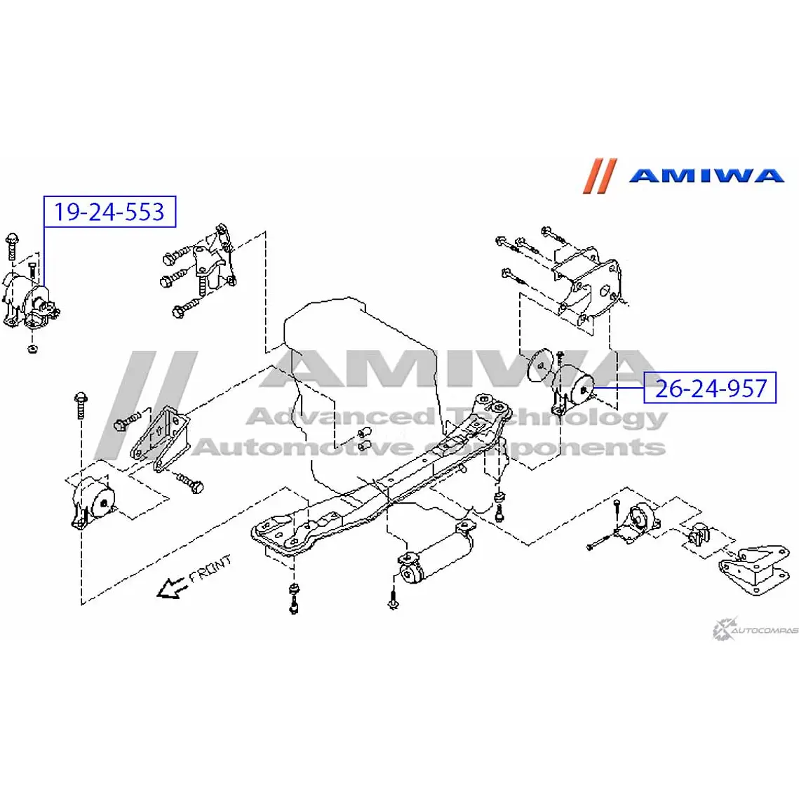 Подушка двигателя правая AMIWA BWU0 9J 1422490908 L5EF5 19-24-553 изображение 1