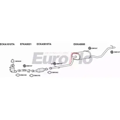 Система выпуска ОГ EUROFLO TS8AH V35UY 94 4364836 KACEE16D 1001A изображение 0