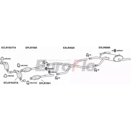 Система выпуска ОГ EUROFLO 4365200 YWD67GR JKZ KU5D LRRAN36D 3001B изображение 0