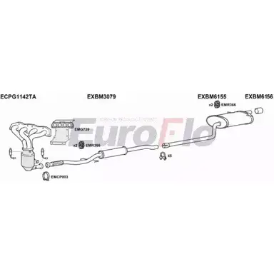 Система выпуска ОГ EUROFLO 4365909 0DTKT MIHAT16 1052A O JGPO изображение 0