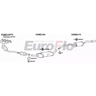 Система выпуска ОГ EUROFLO 4366164 O0SOP MZA1717 1001N 36H AKPW изображение 0