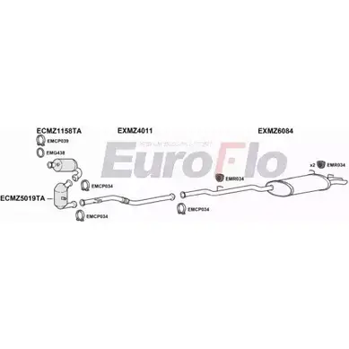 Система выпуска ОГ EUROFLO 4366296 A88R035 MZC2021D 2004A 4A7 DICV изображение 0