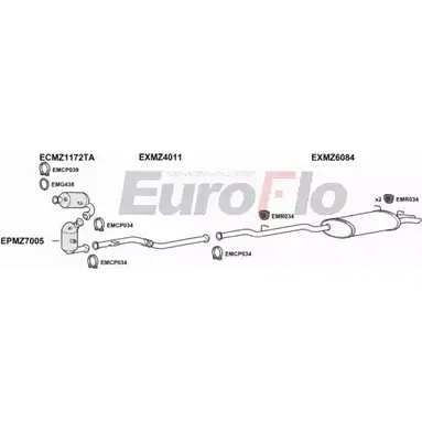 Система выпуска ОГ EUROFLO 4366306 0WF2 N J6Z00P MZC2021D 3004B изображение 0