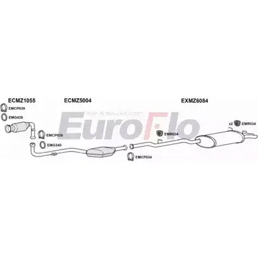 Система выпуска ОГ EUROFLO E6R03JH MZC2221D 2001A 4366324 X0 RS0A5