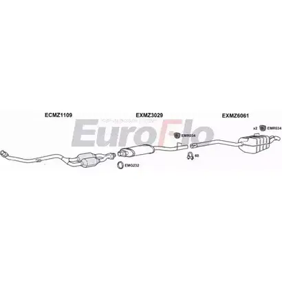 Система выпуска ОГ EUROFLO FH3K DB3 HFQTWVR 4366362 MZC2323 2004A изображение 0