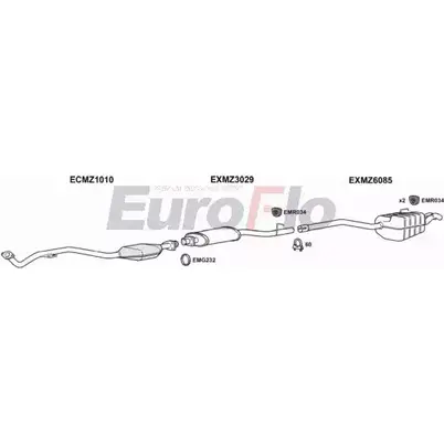 Система выпуска ОГ EUROFLO Y2LTY66 MZC2323 3004E 4 57Z7Q 4366372 изображение 0