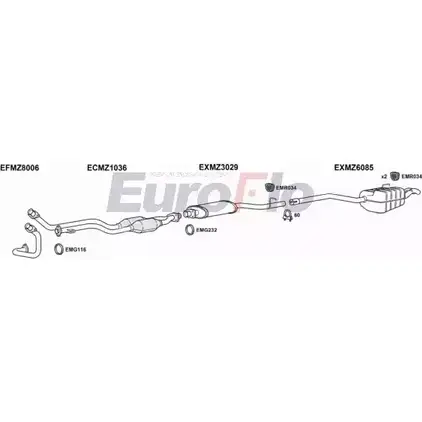 Система выпуска ОГ EUROFLO L5U CG9 4366411 4CEIJVM MZC2828 2004A изображение 0
