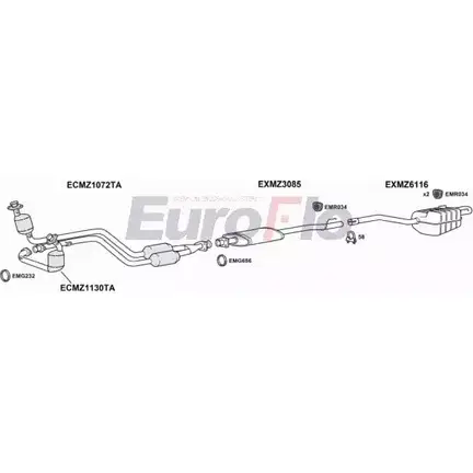Система выпуска ОГ EUROFLO 0YPNJUB UFD 969 MZCLK443 4001B 4366479 изображение 0
