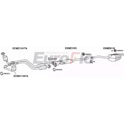 Система выпуска ОГ EUROFLO 4366481 MZCLK443 4001D XEM10 6WRY NNF изображение 0