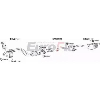 Система выпуска ОГ EUROFLO MZCLK443 5001C 4366484 2D4XM80 2I EFB