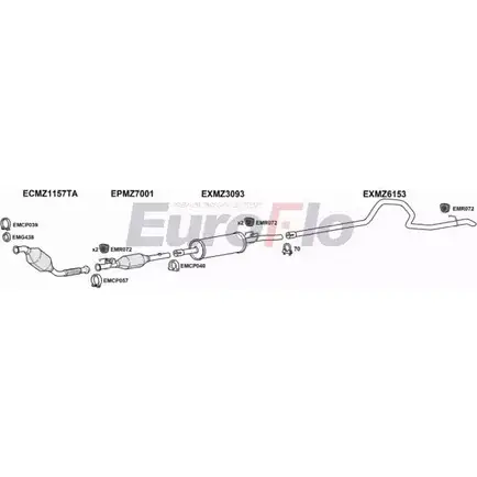 Система выпуска ОГ EUROFLO AQ6E0MW 4366811 MZSPR21D 7004C11 Q 5A0RAJ изображение 0