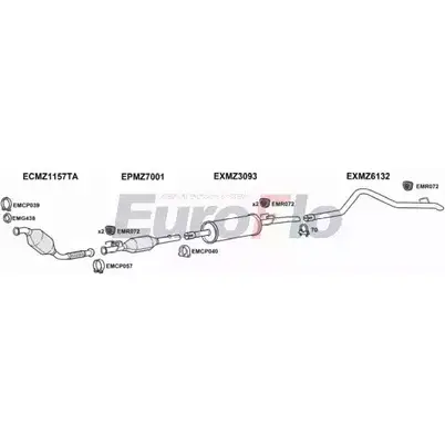 Система выпуска ОГ EUROFLO 9L4S PBT 54VHAQK 4366851 MZSPR21D 7011A07 изображение 0