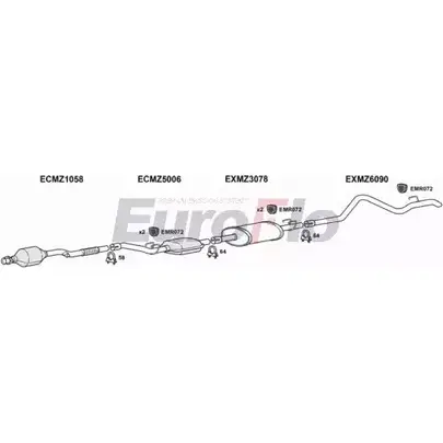 Система выпуска ОГ EUROFLO VWAGGY MZSPR22D 7011C11 4367130 DCDO0 O изображение 0