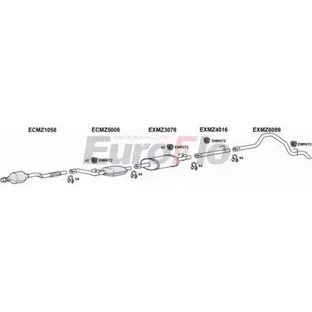 Система выпуска ОГ EUROFLO 4367134 DQK0C 4HI 4C2 MZSPR22D 7011C19 изображение 0