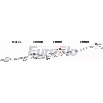 Система выпуска ОГ EUROFLO MZSPR22D 7020A01 7DN ZFY WX7NU1S 4367194 изображение 0