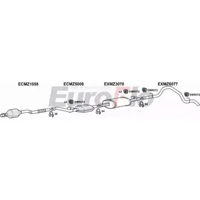 Система выпуска ОГ EUROFLO QE BR8 B5LO360 MZSPR22D 7020B13 4367208 изображение 0