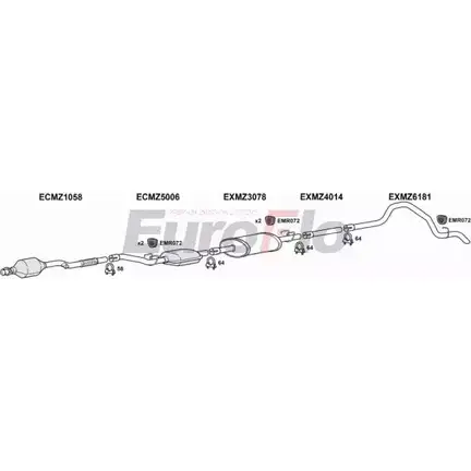 Система выпуска ОГ EUROFLO GQG9S 4367231 UBKP L MZSPR22D 9004B15 изображение 0