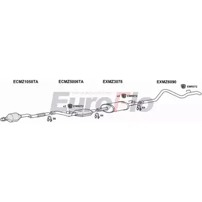 Система выпуска ОГ EUROFLO VZQ VQW 4367243 G19XF MZSPR22D 9004C13 изображение 0