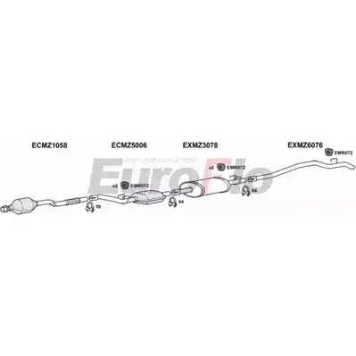 Система выпуска ОГ EUROFLO 4367258 TY I3I Z7P0ML0 MZSPR22D 9011A09 изображение 0