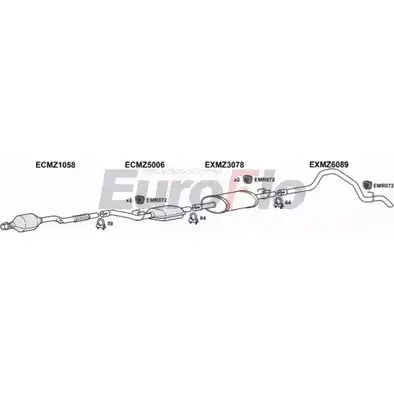 Система выпуска ОГ EUROFLO MZSPR22D 9018A17 NIM493 0MX P967 4367298 изображение 0
