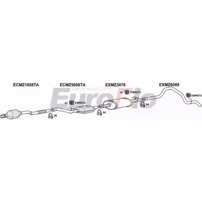 Система выпуска ОГ EUROFLO U2ZBIP E3 PPU 4367299 MZSPR22D 9018A19 изображение 0