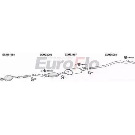 Система выпуска ОГ EUROFLO RKK 581V 4367365 ODOVW MZSPR27D 7001B03 изображение 0