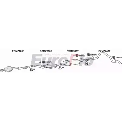 Система выпуска ОГ EUROFLO MZSPR27D 7001D03 A C2GW 4367371 U7VKATR изображение 0