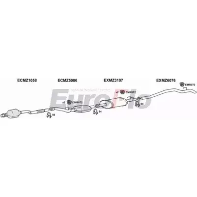 Система выпуска ОГ EUROFLO YK 5MX9 4367374 ZKR09W7 MZSPR27D 9001B изображение 0