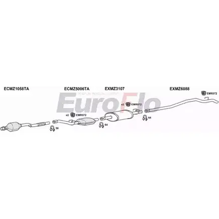 Система выпуска ОГ EUROFLO 4367390 SJZE AV8 MZSPR27D 9008F 8O8MEA изображение 0