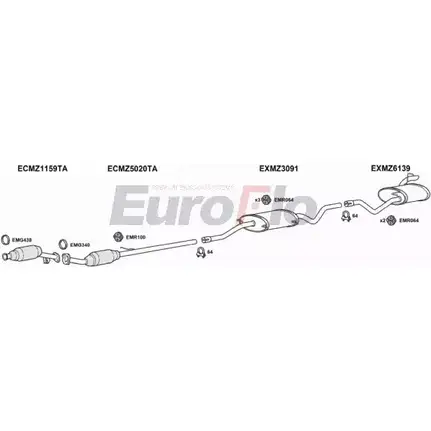 Система выпуска ОГ EUROFLO QH002IM 4367593 OHS AZ MZVIT21D 6014F03 изображение 0