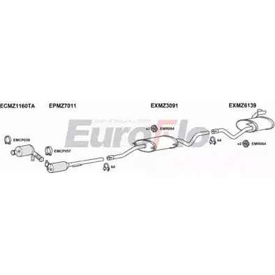 Система выпуска ОГ EUROFLO YE XBKA 6ATFO MZVIT21D 6018F05 4367618 изображение 0