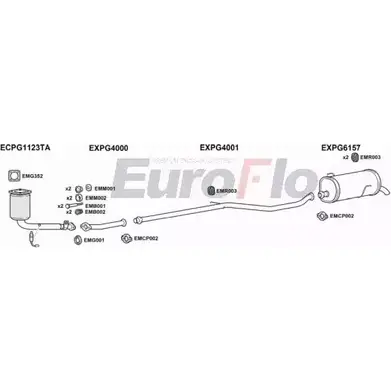 Система выпуска ОГ EUROFLO 4367981 PG206+14 0100LHD A1SAFI Q FC6K6 изображение 0