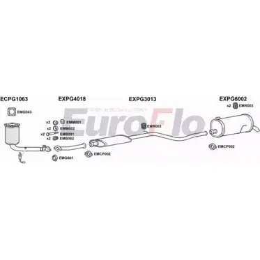 Система выпуска ОГ EUROFLO PG20616 1004E 3 9JYGHJ 4368032 JSOZ36 изображение 0