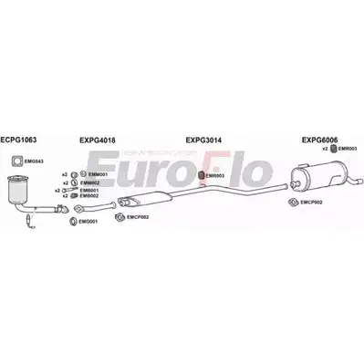 Система выпуска ОГ EUROFLO PG20616 5001C 840Z 3WB 4368043 NN4KGB изображение 0