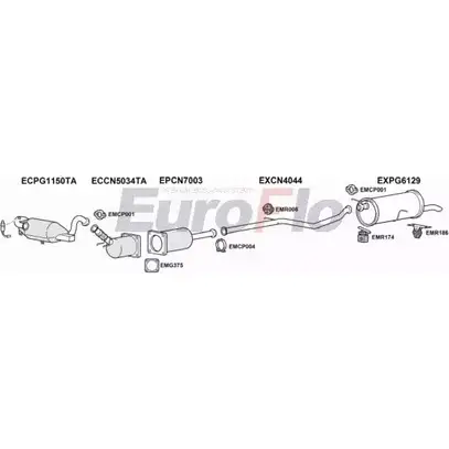 Система выпуска ОГ EUROFLO VKQ77 Q 8FWXK5 PG30720D 1008A 4368380 изображение 0