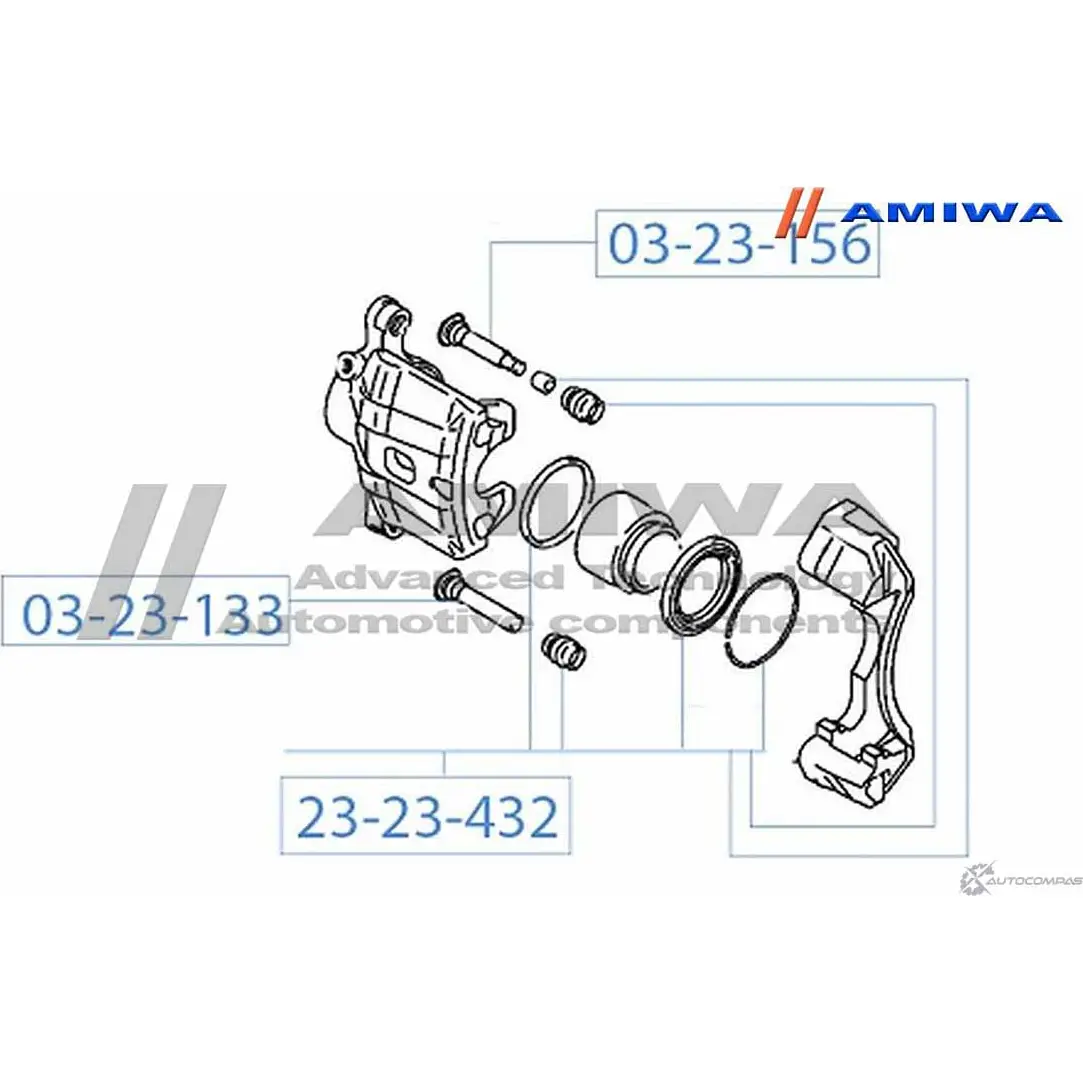 Ремкомплект суппорта тормозного переднего AMIWA PR KUW 1422491642 23-23-432 TAL8UX изображение 1