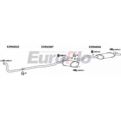 Система выпуска ОГ EUROFLO I7V0Y JKBO W RN1117 1001A 4369061